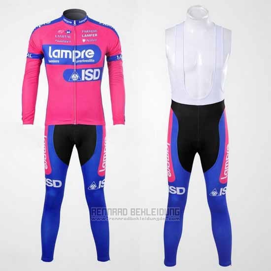 2012 Fahrradbekleidung Lampre ISD Rosa und Azurblau Trikot Langarm und Tragerhose